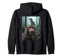 Monkey Selfie With Dinosaur - Jurassic Mayhem Zip Hoodie