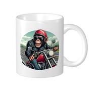 Monkey Set Of 1 Printing Mug Bird Funny Mootorcycle Hat Cloud Cool Animals Sunglasses Cartoon black red Ceramic Tea Steeping Light Weight Pantry Apaartment Bedroom Flat Bottom Coffee Mug 11 Ounce