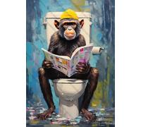 Monkey Sitting On A Toilet Reading A Newspaper Puzzles for Adults, Impossible Hard Difficult Challenging Jigsaw_300pcs