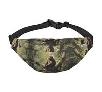 Monkey sitting on a tree Boys large waist bag, travel crossbody waist bag, suitable for enjoying sports, running, cycling, travel, fishing