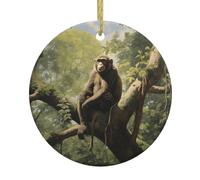Monkey Sitting on a Tree Christmas Ornaments 2.9-inch Ceramic Hanging Ornaments Suitable for Decorating windowsills fireplaces and bedrooms
