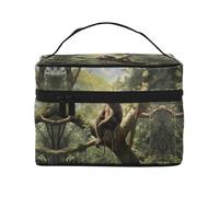 Monkey sitting on a tree Women's travel cosmetic bag, (9x6.5x6.2 inches) portable large capacity cosmetic bag, large cosmetic bag storage bag for girls, Black, One Size, Black, One Size