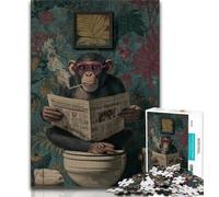 Monkey Sitting on The Toilet Puzzles 1000 Pieces for Teenagers,Pattern Assembly Fun at Home Activities,Birthday Present,Travel Gifts 38x26cm