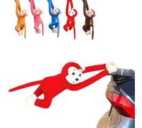 Monkey Squad with Suction Cup, Hanging Monkey Stuffed Animal Car Tail Exterior Decoration for Cars, Adorable Wind-Braving Plush Monkeys, Car’s Funniest Companions (Red)