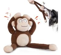 Monkey Squeaky Dog Toys with Crinkle Paper Stuffed Durable Tug of War Plush Cute Puppy Toys to Keep Them Busy for Small Medium Large Dogs
