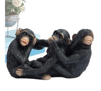 Monkey Statue Decor - Wise Monkeys Resin Sculpture for Desktop Display | Hear No Evil See No Evil Speak No Evil Figurine Ornament | Decorative Animal Statue for Living Room Yard Balcony Garden
