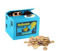 Monkey Stealing Coin Money Penny Cents Piggy Bank Collectible Box