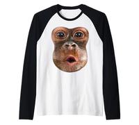 Monkey Stomach Blow Face Funny Meme Halloween Costume Raglan Baseball Tee