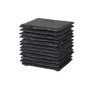 MONKEY SUN 12-Pack Gorgeous Black Slate Stone Coasters - Square Slate Stone Coaster for Bar Kitchen Home Decor, Handmade Decorations, 4 x 4 Inches