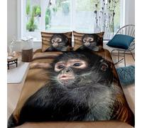 Monkey Super King Duvet Cover Sets Wild Animals Bedding Super King Bed Set 3D Print Ultra Soft Microfiber Quilt Cover 260 x 220 with Zipper Closure and 2 Pillowcases J-2296