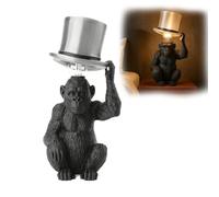 Monkey Table Lamp with Top Hat, Whimsical Animal Sculpture Desk Lamp, USB Warm Ambient Night Light for Bedroom & Living Room Decor, Creative Gift Idea