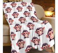 Monkey Throw Blanket Cute Little Gorilla Animal Print Blankets Gifts Couch Sofa Bed Stuff Decor Soft Cozy Lightweight Fleece Plush Flannel Bedding for Lover Women Men Girls Boys Adults Kids 40"x50"