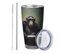 Monkey tumbler Pack Of 1 Luxurious Background Bathtub Novelty Funny Modern Designs gray black Stainless Metal Insulated Can Cooler Shatterproof Travel Pool Outdoor With Lid drinking cup 20 Ounce
