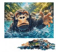 Monkey Underwater Wooden Jigsaw Puzzle 300 Pieces, Indoor Activity | Border-first building - a simple way to organise the image at home.