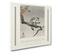 Monkey Upon An Orange Tree By Ohara Koson Exhibition Museum Asian Japanese Canvas Wall Art Print Ready to Hang, Framed Picture for Living Room Bedroom Home Office Décor, 14x14 Inch (35x35 cm)