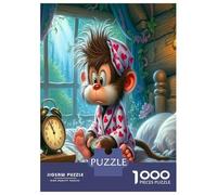 Monkey Waking Up 1000 Piece Classic Jigsaw Puzzle Puzzle for Adults Thick Cardboard Impossible Hard Challenging Decompression Wall Decor Relaxation Creativity 52x38cm/1000pcs