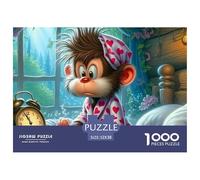 Monkey Waking Up 1000 Pieces Challenging Game Toys Gift -Sleepy Monkey Pajama Art Puzzle for Adults Wall Decoration Educational Game52x38cm/1000pcs