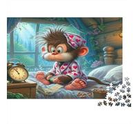 Monkey Waking Up 1000pcs Jigsaws Puzzle for Adults 14+, Recycled Cardboard Material, Pajama Monkey, Mental Workout Leisure Activity, Home Decor Wall Art for Home 52x38cm/1000pcs