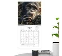 Monkey Wall Calendar 2026 - Thick Paper Monthly Planner, Animal Design | Organizer for Scheduling Appointments, Office, Kitchen, Home, Family, New Year, Planning Use
