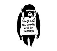 Monkey Wall Sticker Art Vinyl Street Graffiti Mural Chimp Artwork Decals Laugh Now Print Gorilla Smart Mural Small - 28x57cm