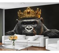 Monkey Wallpaper, Gorilla Bedroom Wallpaper, Crown Wall Paper for Living Room, Not Self Adhesive Photo 3D Wall Murals & Room Decor, 390x260cm