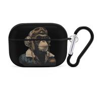 Monkey Wearing Aviator Goggles Compatible with Airpod Pro Case PC Scratch-Resistant Drop-Proof Protective Cover with Keychain
