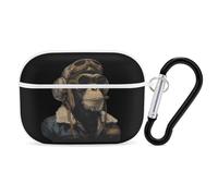 Monkey Wearing Aviator Goggles Compatible with Airpod Pro Case PC Scratch-Resistant Drop-Proof Protective Cover with Keychain