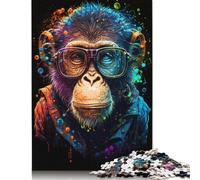Monkey Wearing Glasses 500 Piece Jigsaw Puzzle for Adult Toy Intellectual Game Educational Game for Adult Stress Relief Home Decoration 500pcs (52x38cm)
