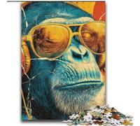 Monkey Wearing Glasses Jigsaw Puzzles for Adults, Educational Games DIY Toys with Matching Poster And Trivia Sheet for Age 14+ (70x100cm)