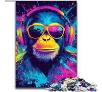 Monkey Wearing Glasses Puzzles for Adults Teens 1000pc Puzzle, Toys Educational Games Stress Relieving Unique Birthday And Gifts (50x75cm)