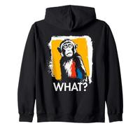 Monkey What? Macaque Monkey Meme Monkey Funny Saying Animal Zip Hoodie