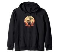 Monkey Wisdom Mask Nature Sunset Tree Intelligence Zip Hoodie