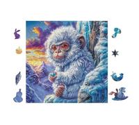 Monkey with Flowers 100 Pieces Set Classic Jigsaw Puzzle Couple Puzzle Partners Mind Relaxation Wall Decor Easter New Year Recycled Cardboard Material 28x28cm