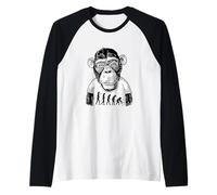 Monkey with Glasses and Funny Theory of Contrary Evolution Raglan Baseball Tee
