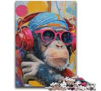 Monkey with Headphones 1000 Piece Jigsaw Puzzles for Teenagers,Challenging Game And Family Play with Fully Interlocking Randomly Shaped Pieces (50x75cm)