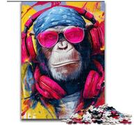 Monkey with Headphones 1000 Piece Jigsaw Puzzles for Teenagers, Challenging Game for Is Ideal As A Gift for The Whole Family (26x38cm)