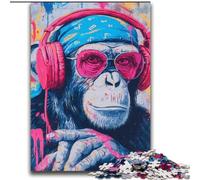 Monkey with Headphones 2000 Piece Jigsaw Puzzles, Learning Educational Toys Family Games with Matching Poster And Trivia Sheet (70x100cm)