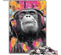 Monkey with Headphones 2000 Pieces Jigsaw Puzzle for Adults& Teens, Challenging Game And Family Play Artists Collection, Fine Art for Age 14 Years Up (70x100cm)