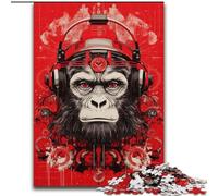 Monkey with Headphones Jigsaw Puzzles for Adults 1000 Piece Puzzle, for Age 14+ Home Art Decor Family Games Christmas Birthday Gifts (26x38cm)