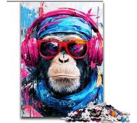 Monkey with Headphones Jigsaw Puzzles for Teenagers 1000 Jigsaws, Educational Games Home Decoration Deal As Gifts for The Whole Family (50x75cm)