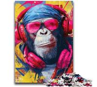 Monkey with Headphones Jigsaws Puzzles 2000 Pieces for Teenagers Gifts,Challenging Difficult Deal As Gifts for The Whole Family (70X100cm)