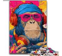 Monkey with Headphones Puzzles for Teenagers 2000 Pieces, Challenging Game Toys Every Piece Is Unique - Challenging Family Fun Game (70x100cm)