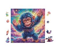 Monkey with Rainbow Fur 100 Pc Classic Jigsaw Puzzle Puzzle for Adults Hard Challenging Hobby Home Decor Poster High-grade Rigid Cardboard 28x28cm