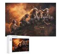 Monkey Wooden Jigsaw Puzzle for Adults 1000 Piece Puzzles for Kids Challenging Game （75×50cm）
