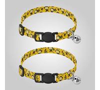 Monkey Yellow Cartoon Black Dog Collars Small Size Adjustable Dog Collar for Dogs Girl and Boy 2 Packs