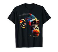 Monkey Zoo Colourful Monkey Face Polygon Animal Motif Monkey T-Shirt