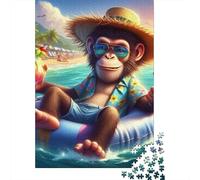 Monkey1000 Piece Thick Cardboard Jigsaw Puzzle Set Adult Couple Partners Fun Challenging Game Mind Relaxation Home Activity 52x38cm/1000pcs