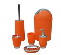 MonkeyJack 6PCS Solid Plastic Bathroom Accessories Set Bath Set Bath Storage 8 Colors - Orange, as described