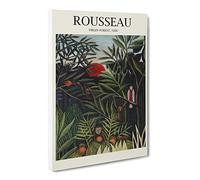 Monkeys And Parrot In The Virgin Forest By Henri Rousseau Canvas Print | Gallery Wrapped 30mm Frame Wall Art | 24x16 inches | Ready to Hang | Classic Animals Picture | Living Room Lounge Office