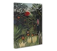 Monkeys And Parrot In The Virgin Forest By Henri Rousseau Classic Painting Canvas Wall Art Print Ready to Hang, Framed Picture for Living Room Bedroom Home Office Décor, 24x16 Inch (60x40 cm)